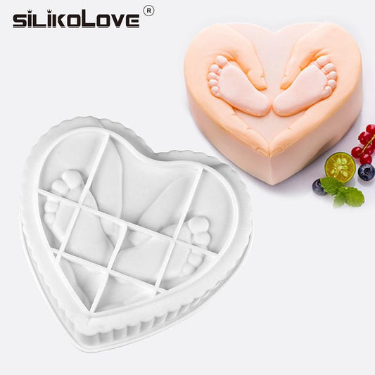 Heart baby feet silicone mold