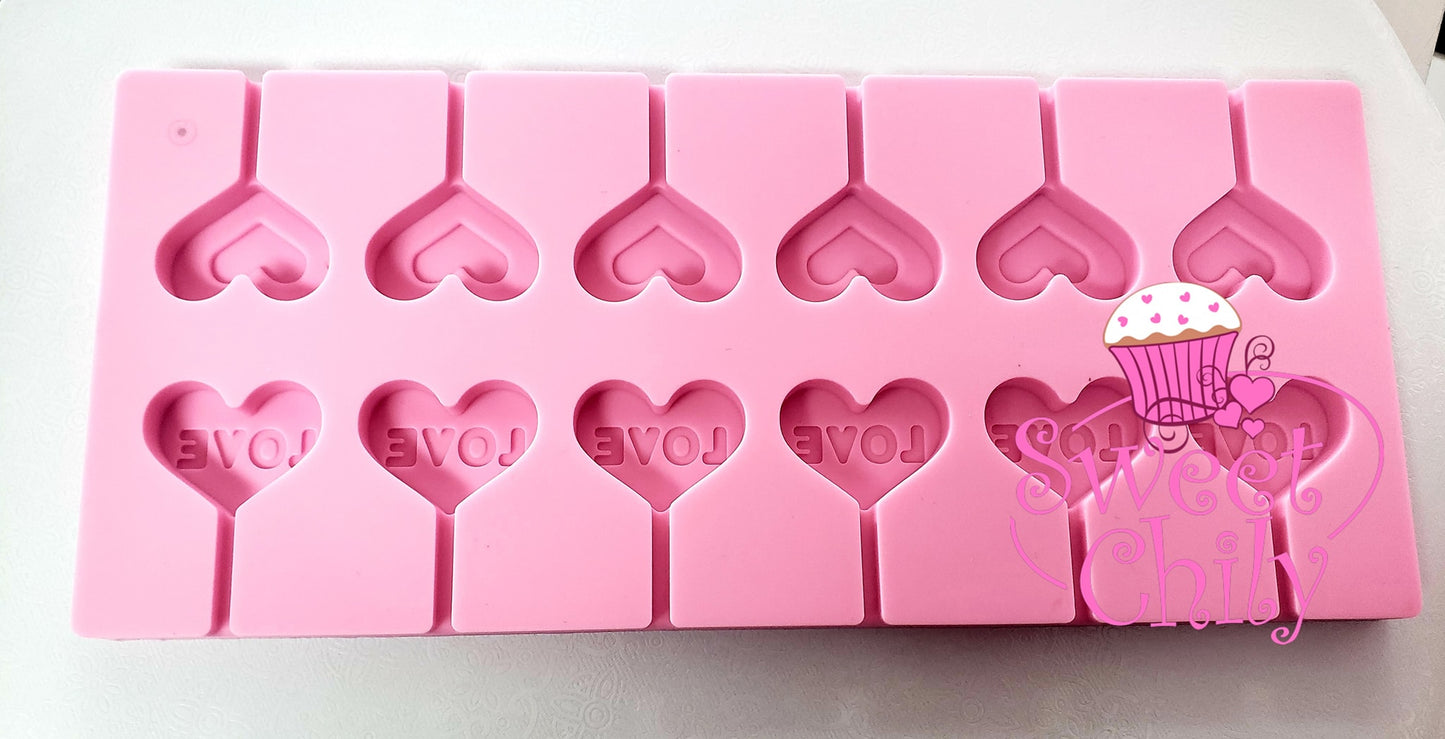 Heart Lollipop Silicone Mold / Hard Candy (Molde)